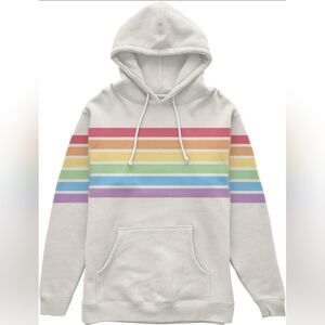 NWT!! Tipsy Elves, Rainbow All The Way Hoodie, Vintage White, Unisex Medium
